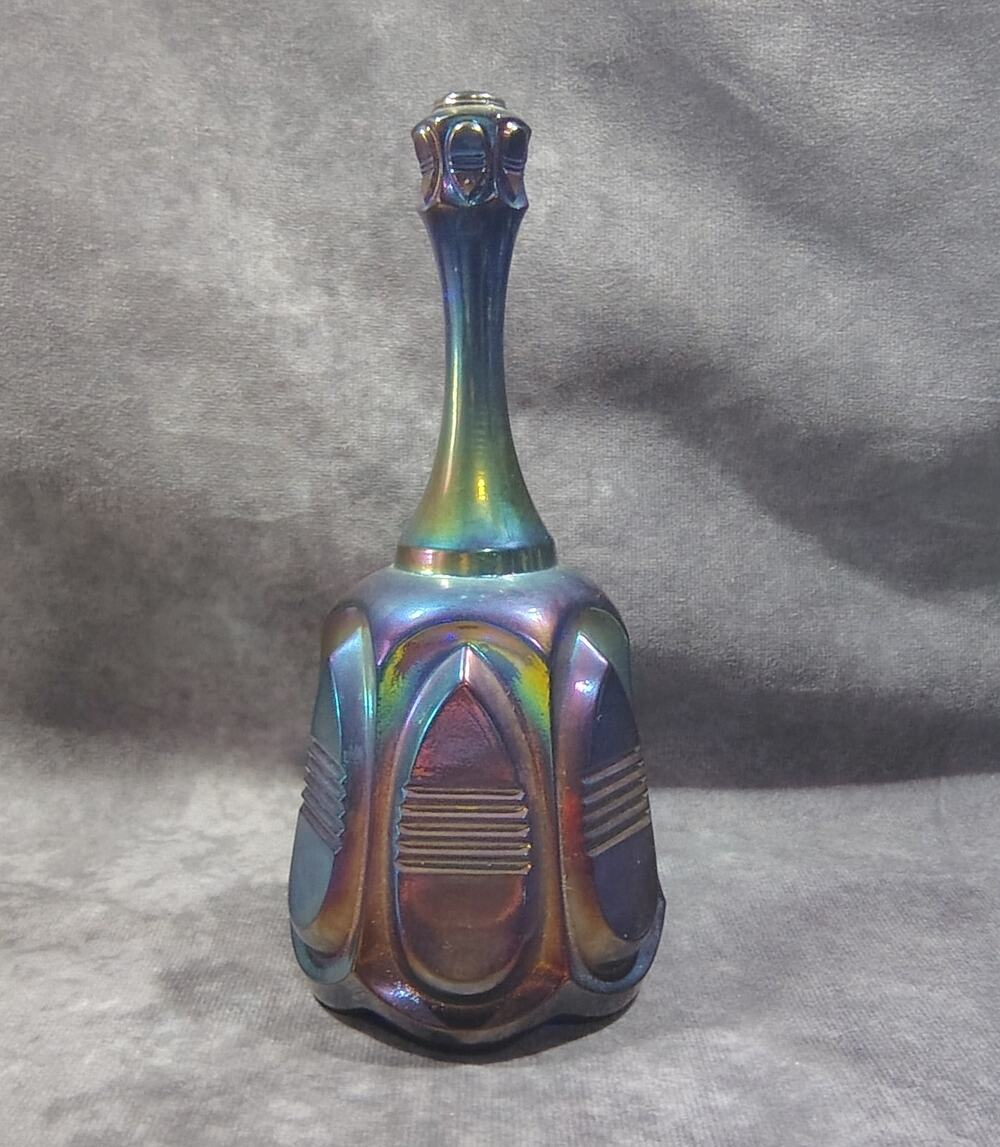 FENTON Barrred Ovals Cobalt Blue Carnival Glass 6 1/2 inch Bell